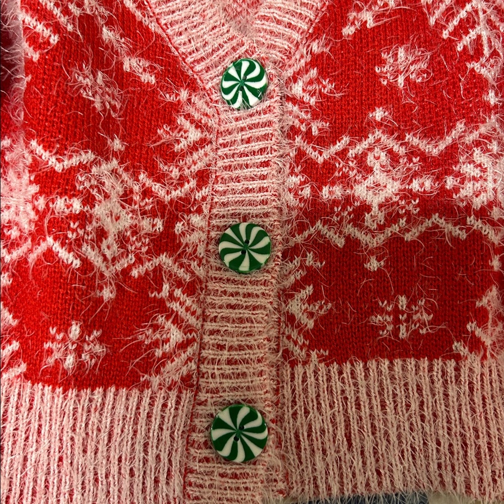 Festive Red and White Snowflake Cardigan - Picture 3 of 6